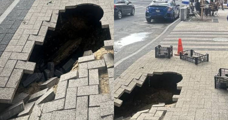 На одной из улиц столицы образовалась яма.