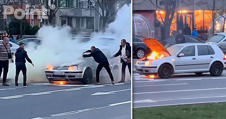 В Кишиневе на ходу загорелся автомобиль.