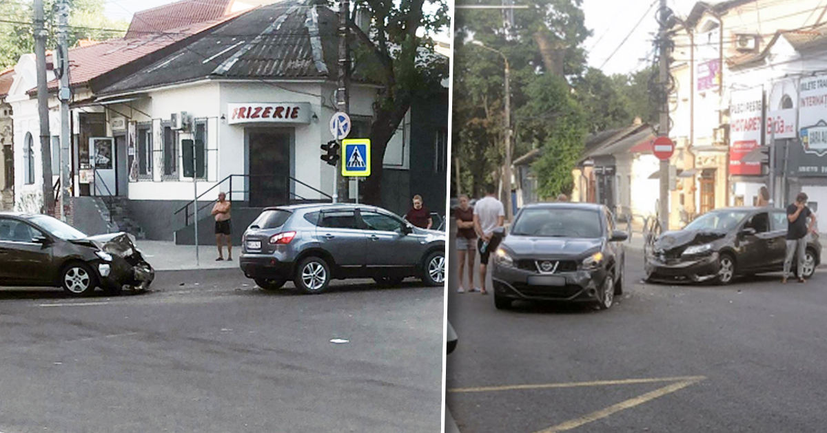 ДТП в центре Кишинева: столкнулись два автомобиля. Коллаж: Point.md