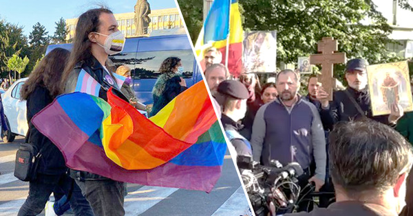 Марш ЛГБТ в Яссах был встречен протестами: участников окропили святой водой. Коллаж: Point.md