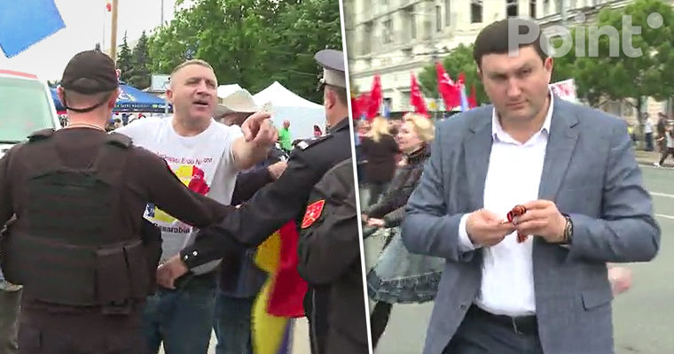 Односталко демонстративно надел георгиевскую ленту перед участниками Дня Европы.