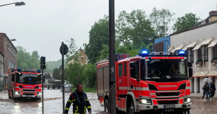 Ливневые дожди привели к наводнению на юго-западе Германии.