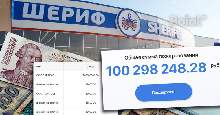 Холдинг Sheriff пожертвовал €5,7 млн на спасение бюджета Приднестровья.