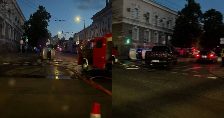 Автомобиль перевернулся в центре Кишинева после крайне опасного маневра.