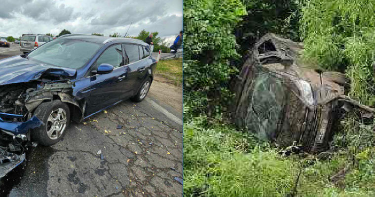 На въезде в Яловены произошло ДТП: автомобиль слетел в кювет.