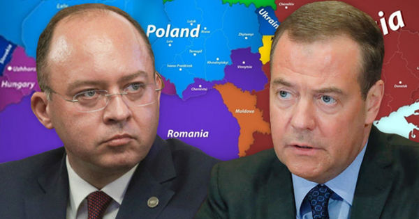 В МИД Румынии прокомментировали "обновленную" карту Украины от Медведева. Коллаж: Point.md
