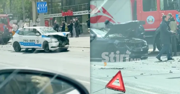 Grav accident rutier în Capitală: O mașină a unei școli auto, impact cu un BMW