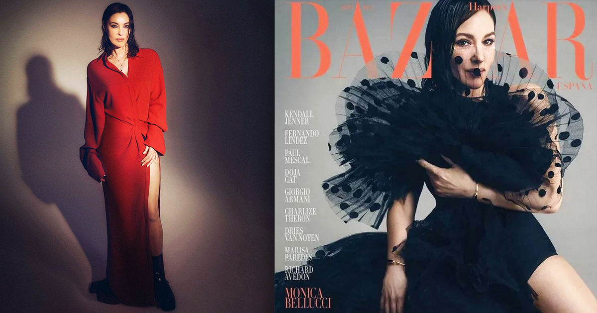 Моника Беллуччи стала звездой сентябрьского номера Harper's Bazaar. Коллаж Point.md.
