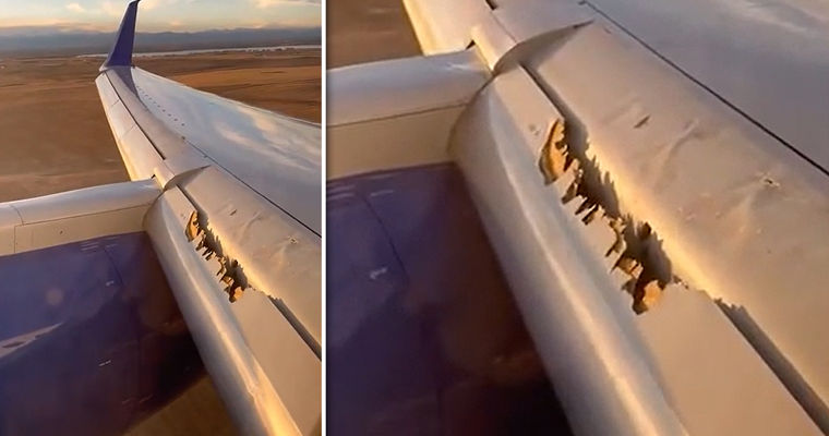 У пассажирского Boeing 757-200 в полете треснуло крыло. Коллаж Point.md.