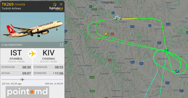 В аэропорту Кишинева из-за сильного ветра не смог приземлиться самолет