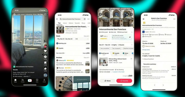 TikTok запустил сервис бронирования отелей и экскурсий внутри приложения.