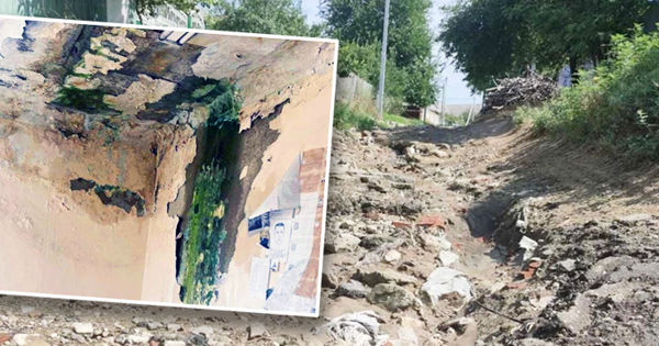 В Вулканештах вчерашний ливень размыл дороги и повредил здание примэрии. Коллаж: Point.md