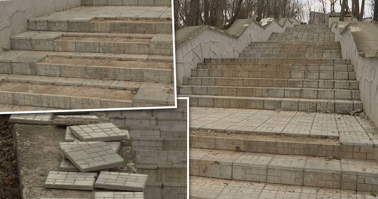 Лестница в парке "Долина роз" снова в ремонте: ее восстановили 2 года назад.