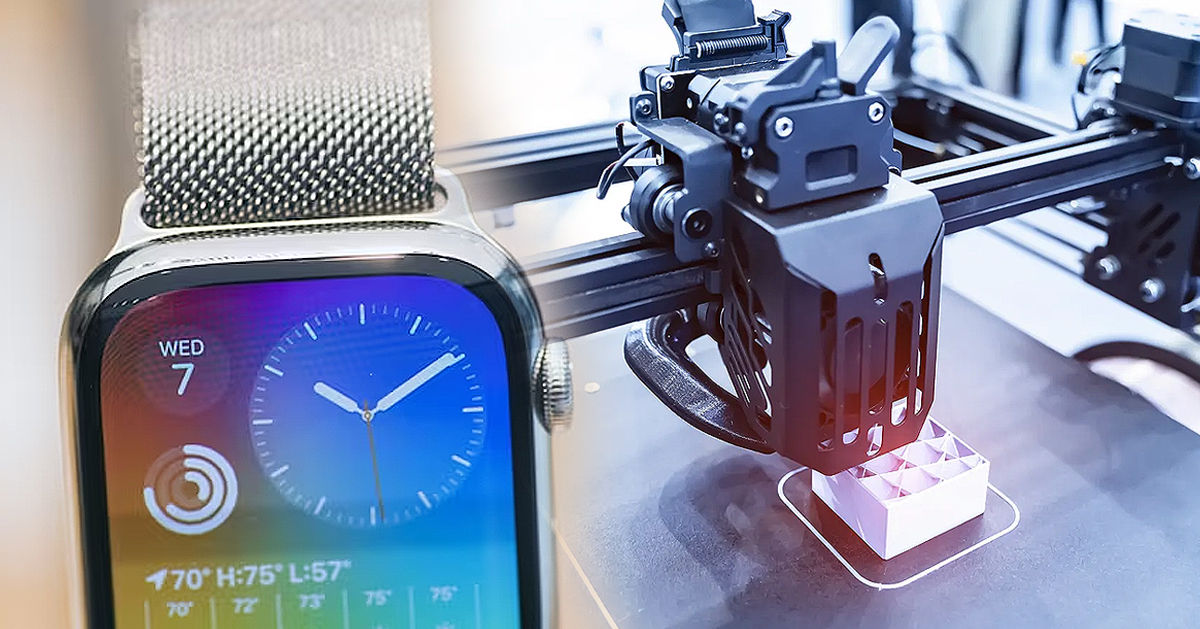 Apple тестирует печать корпусов для часов на 3D-принтере. Коллаж Point.md.