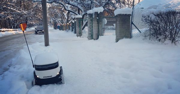 В Эстонии робот-доставщик попросил помощи у прохожего.