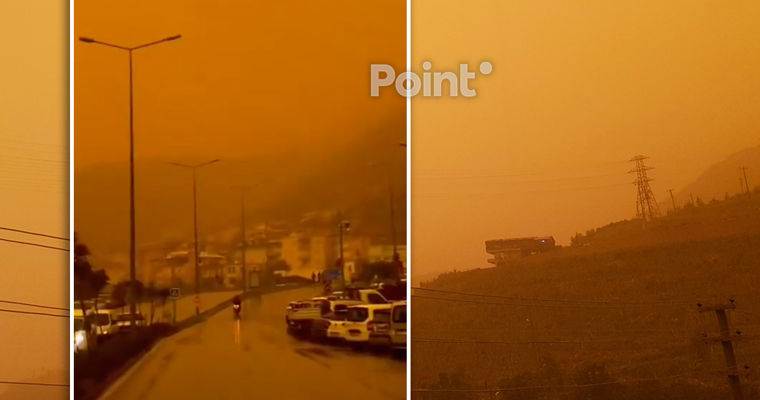 Cerul din Antalya s-a colorat în portocaliu din cauza unei furtuni de nisip.