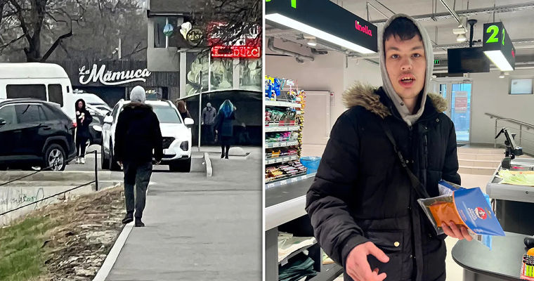 Агрессивный юноша нападает на жителей Кишинева. Коллаж Point.md.