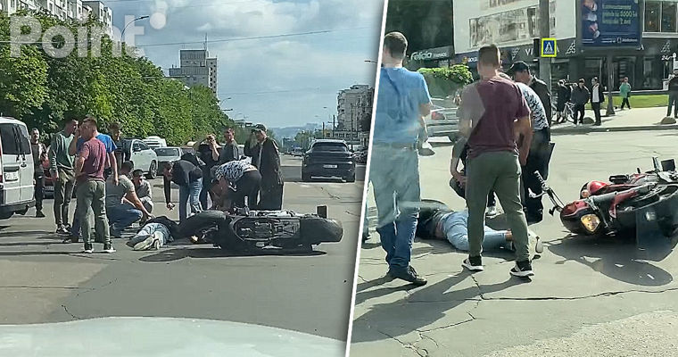 В Кишиневе произошло ДТП: мотоциклист врезался в Mercedes.