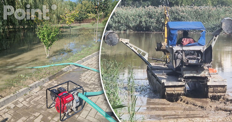 În Parcul Valea Morilor se efectuează lucrări de curățare după ploi.