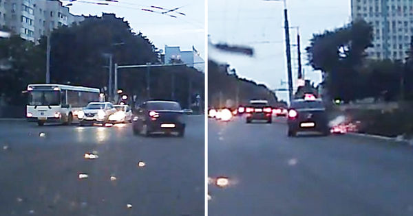  В Кишиневе лихач на "Dacia" едва не поплатился за опасный дрифт.