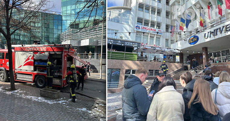 Clădirea ULIM, evacuată: Pompierii au intervenit la fața locului.