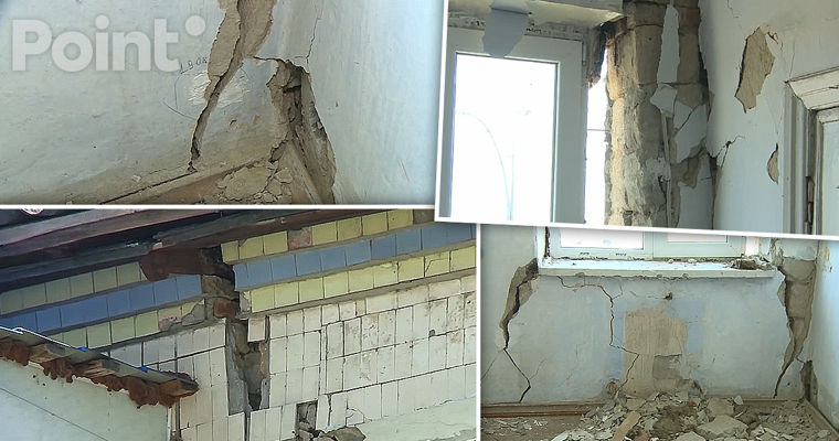 Жители дома в Хынчештах жалуются на трещины в стенах от буровых работ.