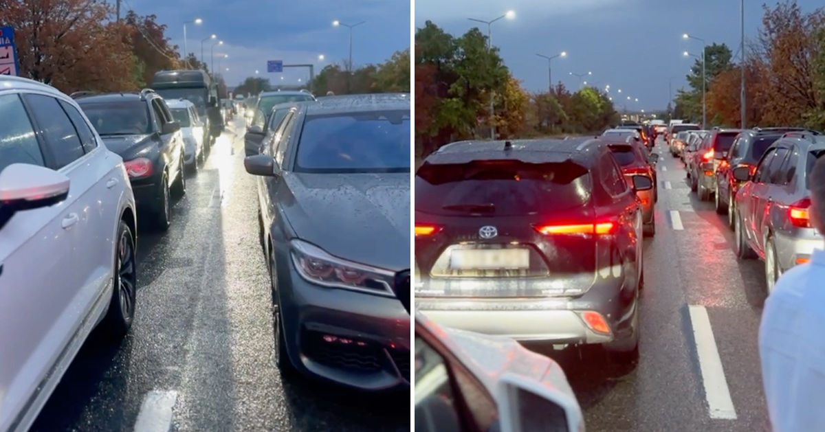 На КПП Леушены-Албица образовалась очередь из автомобилей. Коллаж: Point.md