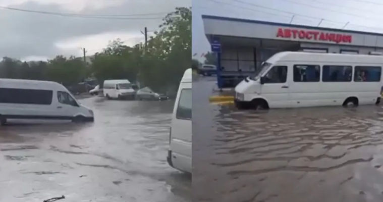 В Тирасполе затопило автовокзал. Коллаж: realitatea.md