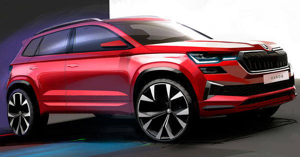 Skoda показала внешность обновленного кроссовера Karoq.