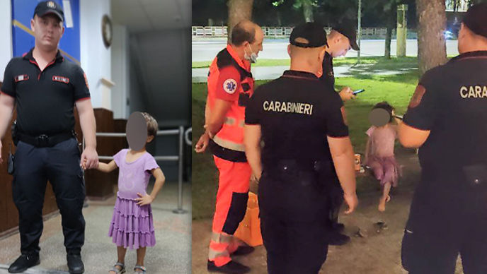 Minora rătăcită, găsită de carabinieri: Mama s-a ales cu proces-verbal