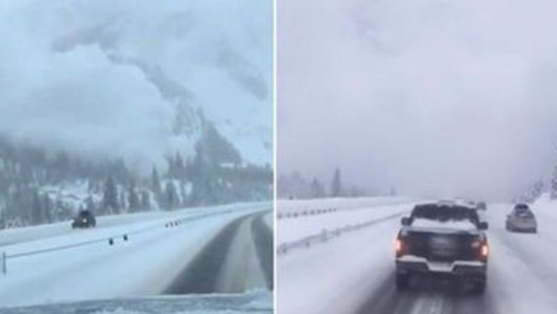 Avalanșă uriașă, filmată de un șofer în trafic