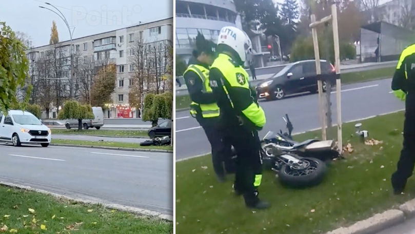 В Кишиневе в результате ДТП пострадал мотоциклист.