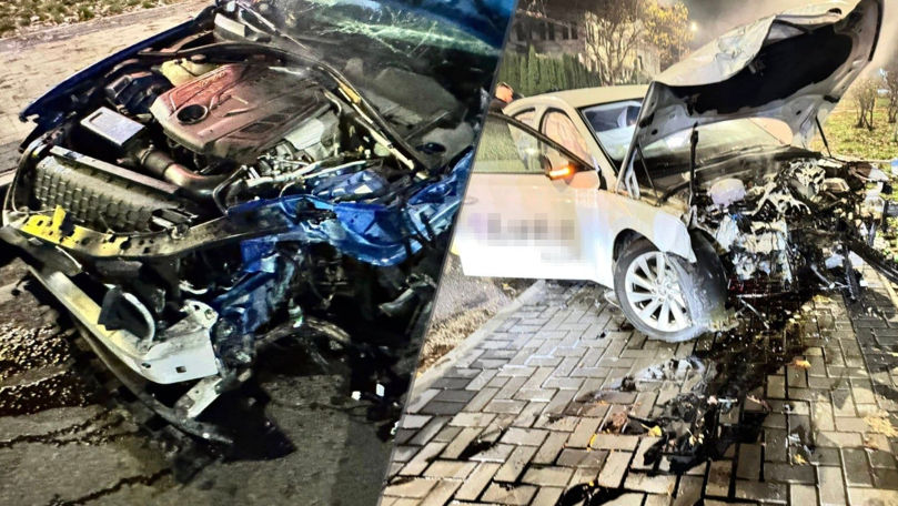 Grav accident rutier în Chișinău: Mașinile au fost făcute zob. Sunt doi răniți