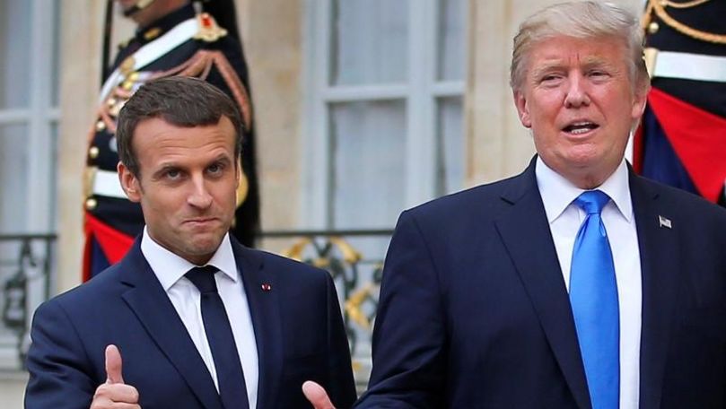 Emmanuel Macron a fost primit cu onoruri militare la Casa Albă