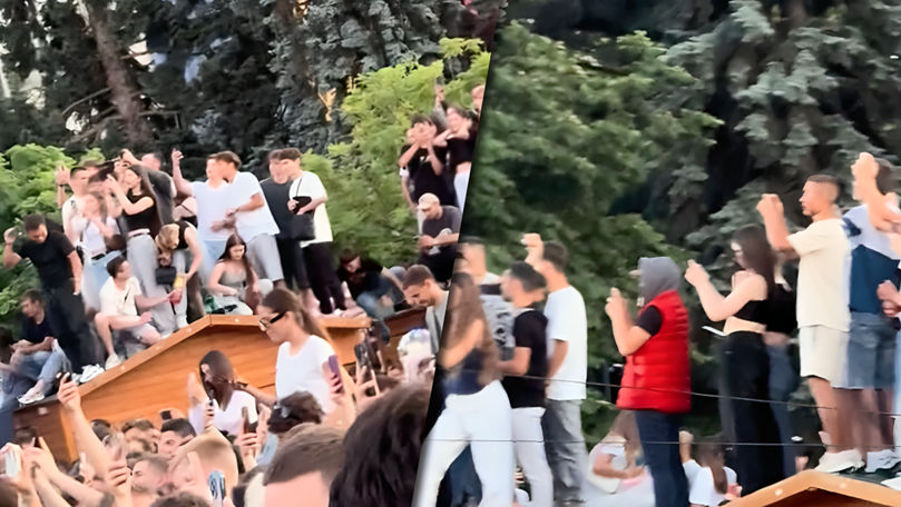 Zeci de tineri, surprinși pe căsuțele decorative la concertul din PMAN