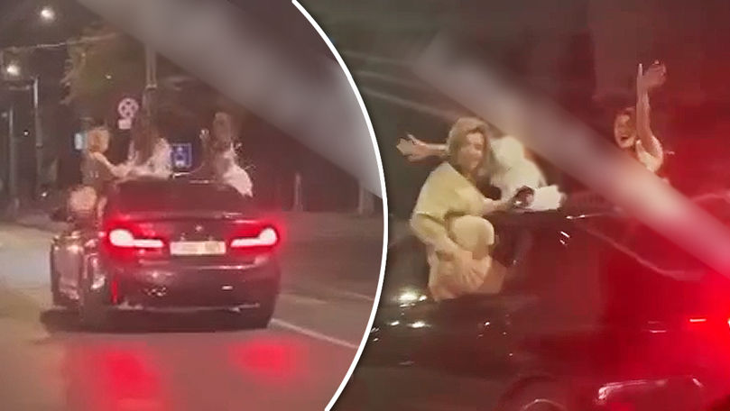 В столице девушки ехали в авто BMW, высунувшись из окон. Коллаж: Point.md