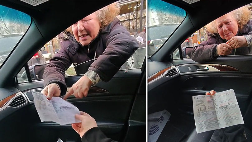 В Кишиневе водитель оплатил просящей милостыню пенсионерке счет за свет. Коллаж Point.md.