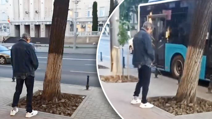Bărbat, filmat cum urinează chiar în fața MAI. Reacția Poliției
