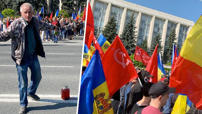 Cu borcanul de 3 litri, la Marșul de 9 mai: Beți compot de coarne