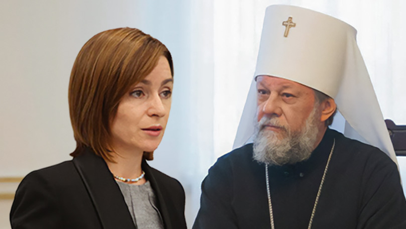 Майя Санду встретилась с митрополитом Владимиром. Коллаж: Point.md