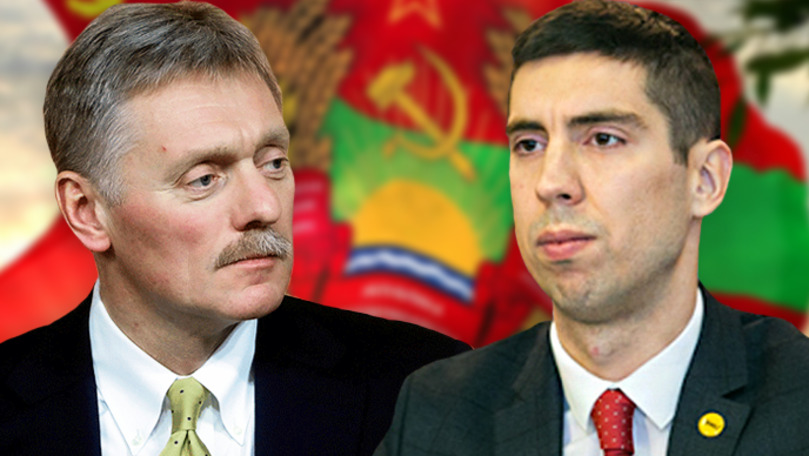 Вице-председатель парламента Михай Попшой и пресс-секретарь Путина Дмитрий Песков. Коллаж: Point.md.