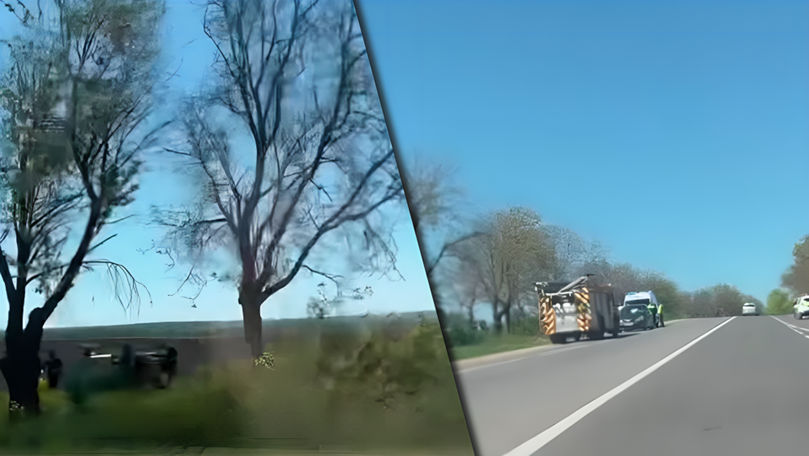 O mașină s-a răsturnat pe traseul Bălți-Chișinău: O femeie, la spital