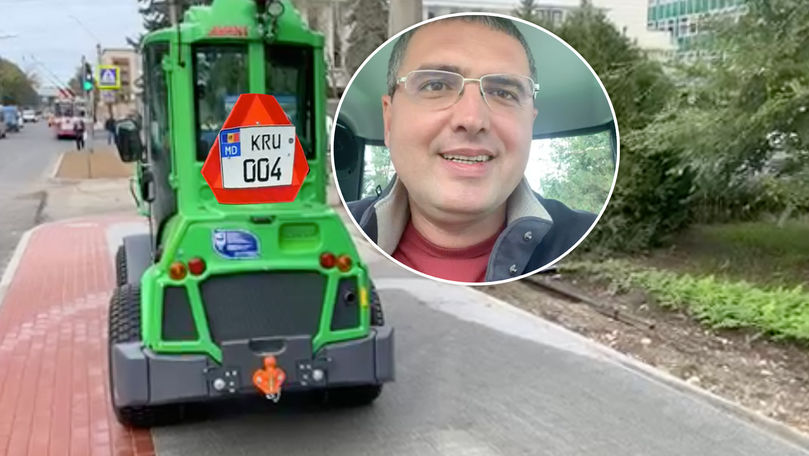 Усатый протестировал на улицах Бельц мини-трактор финского производства.