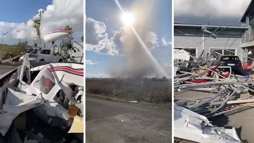 O tornadă a făcut ravagii în Italia: 7 avioane au fost distruse