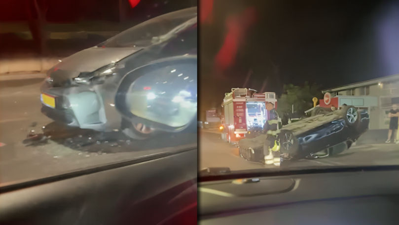 Accident cu implicarea a trei automobile în Capitală: Una s-a răsturnat