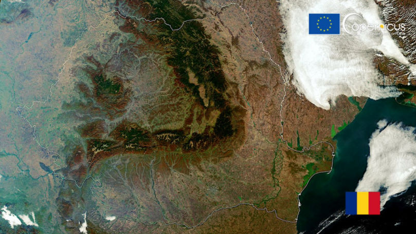 Cum arată România văzută din spațiu: Imaginea surprinsă de Sentinel-3