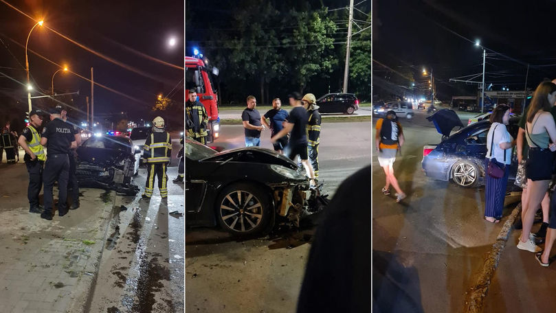 Un șofer de 22 de ani și-a distrus Porsche-ul pe viaduct în Capitală