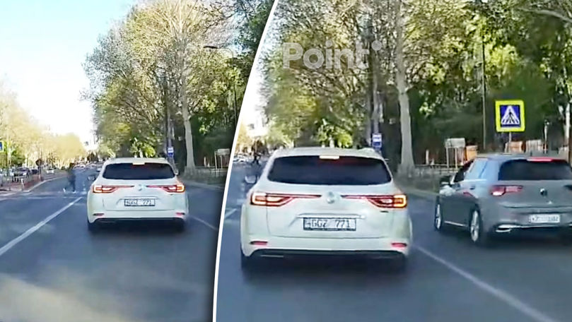 Пешеход едва не попал под колеса авто на пешеходном переходе.