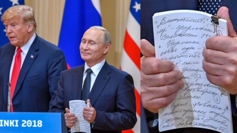 Ciorna lui Putin, fotografiată de jurnaliști. Ce notițe avea liderul rus