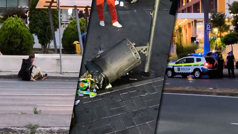 A distrus coșuri de gunoi și a tulburat traficul: Un tânăr, reținut